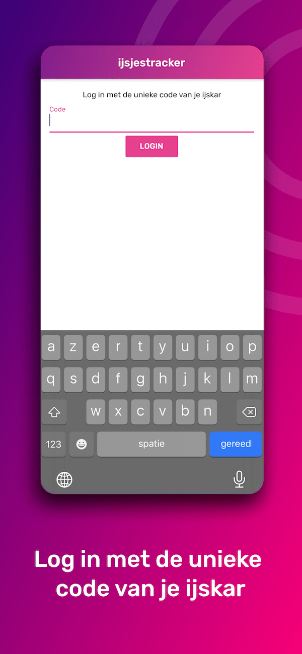 Log in met de unieke code van je ijskar
