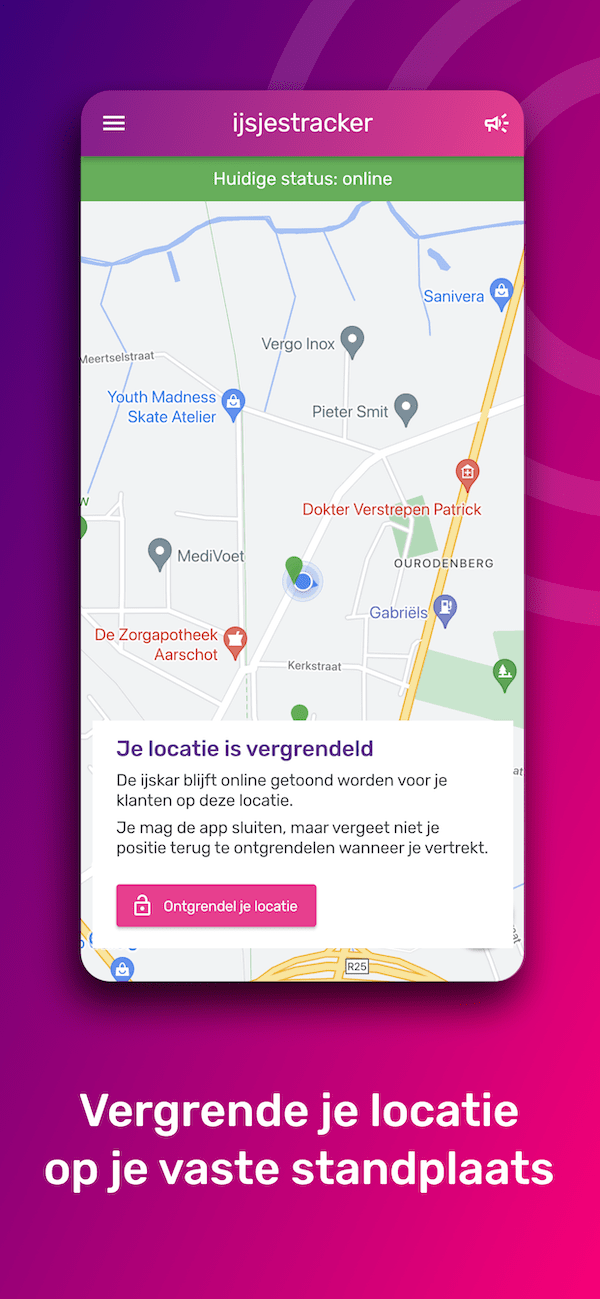 Vergrendel de locatie van de ijskar op een vast standplaats