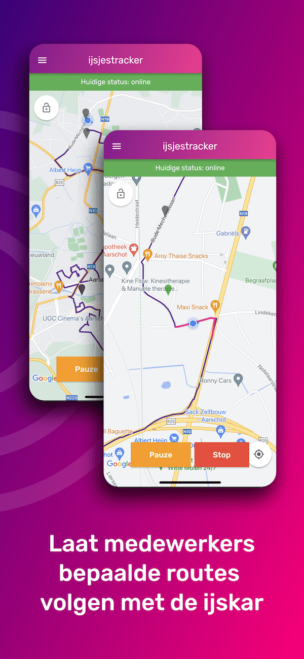 Volg vaste routes op de kaart met je ijskar